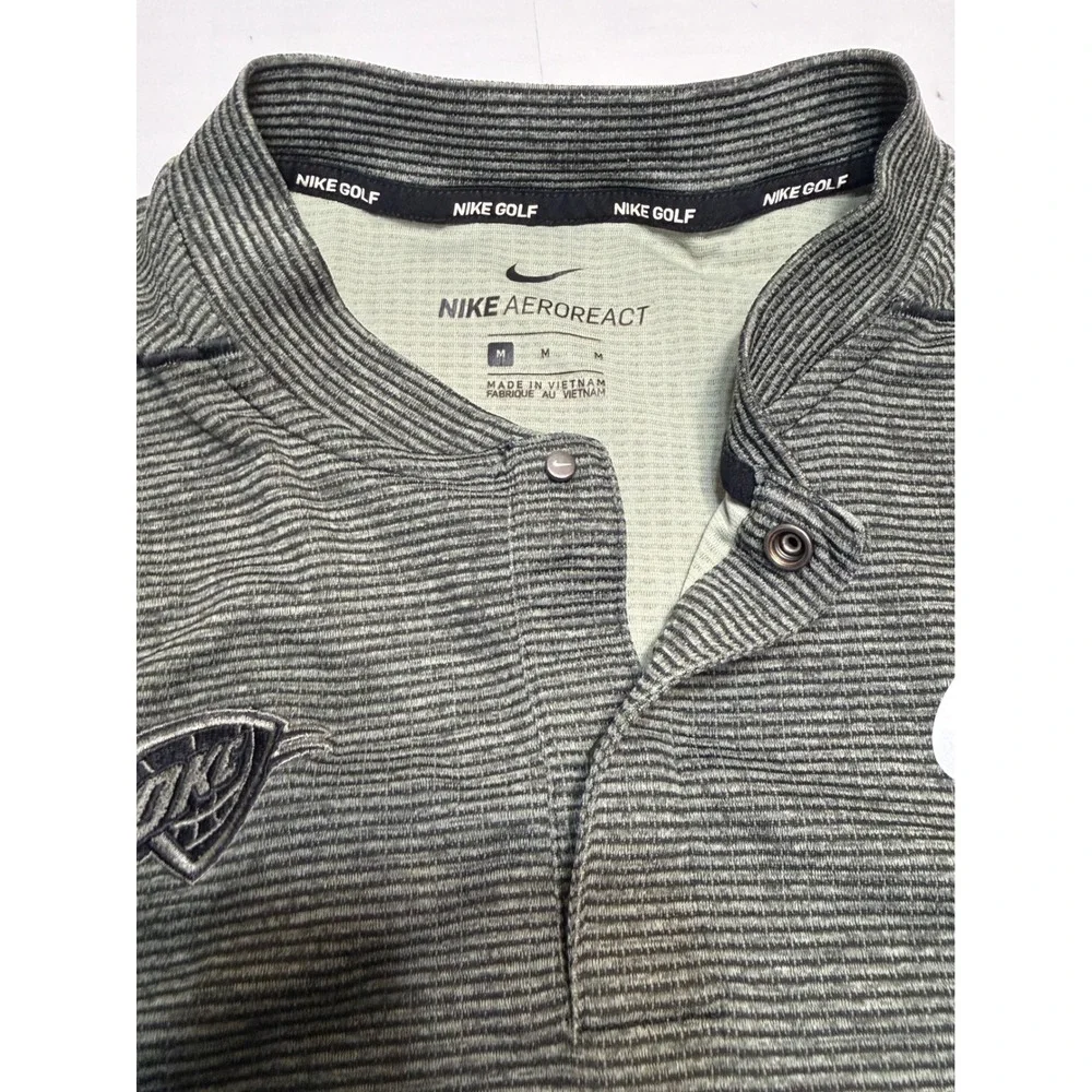 Nike Golf AeroReact OKC Thunder Polo Shirt Mens Medium Gray Stripe Blade Collar